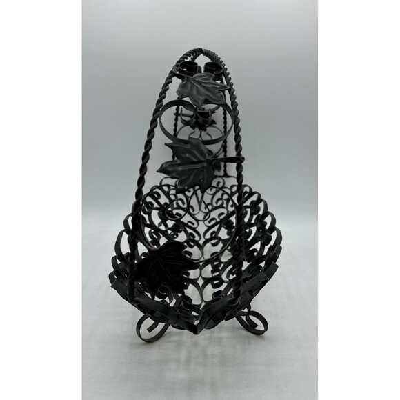 Vintage Wire Fruit Basket Black Made In Spain w/ Handle Home Decor - Picture 4 of 16